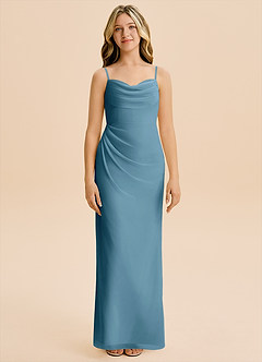 Azazie Mai Junior Vestido de Bermudas de Gasa de Corte Recto con Plisado image3