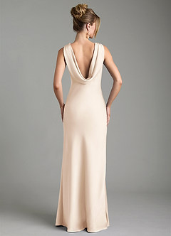 Azazie Aussie Bridesmaid Dresses White Alabaster Sheath Pleated Stretch Satin Dress image2