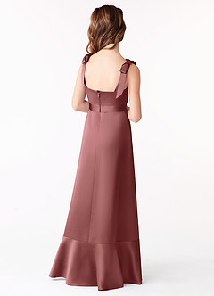 Azazie Barbara Junior Amethyst A-Line Bow Stretch Satin Dress image3