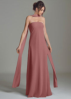 Azazie Ilana Bridesmaid Dresses Desert Rose A-Line Strapless Chiffon Dress image1