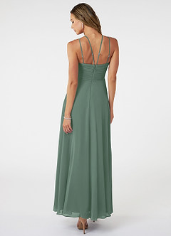 Azazie Melinda Final Sale Agave A-Line Pleated Chiffon Dress image2