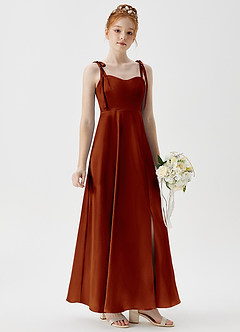 Azazie Rosey Junior Auburn A-Line Sweetheart Neckline Metallic Satin Dress image4