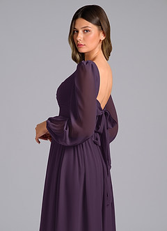 Azazie Zeya Bridesmaid Dresses Plum A-Line Long Sleeve Chiffon Dress image6