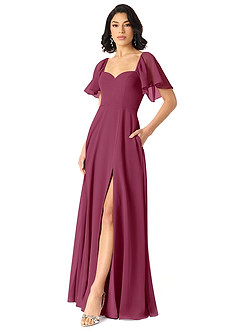 Azazie Chloe Bridesmaid Dresses Mulberry A-Line Sweetheart Neckline Chiffon Dress image5