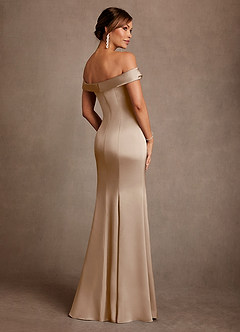 Azazie Boone Klänningar till brudens mor Klä Sjöjungfru i Stretch Satin Av axeln Taupe image3