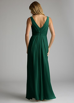 Azazie Gina Bridesmaid Dresses Emerald A-Line V-Neck Pleated Chiffon Dress image5