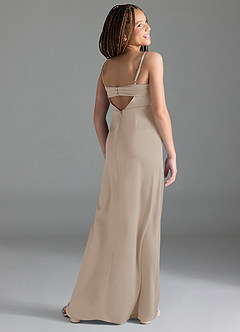 Azazie Leonis Junior A-Linie Plissee Stretch-Satin Kleid Frost image5