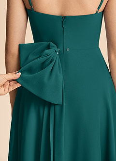 Azazie Bear Junior A-linja Pliseerattu Sifonki Lattian pituus Nuorempi morsiusneito Pukeutua image8