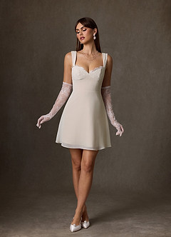 Azazie Scarlette Wedding Dresses Diamond White Champagne A-Line Sweetheart lace Chiffon Dress image3