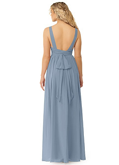 Azazie Kora Bridesmaid Dresses Dusty Blue A-Line Pleated Chiffon Dress image2