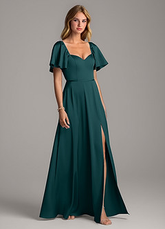 Azazie Chloe Bridesmaid Dresses Pine A-Line Sweetheart Neckline Stretch Satin Dress image5