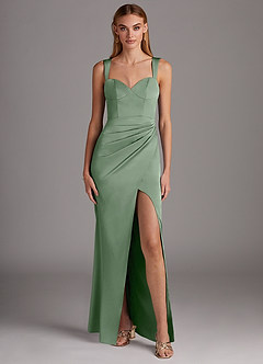 Azazie Mila Final Sale Agave Sheath Sweetheart Neckline Stretch Satin Convertible Dress image4