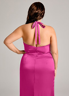 Azazie Valerie Robes de demoiselle d'honneur Robe Sirène en Satin extensible Plissée Fuchsia image8