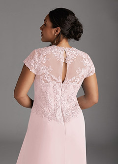 Azazie Junie Mère de la mariée Robes Robe Trapèze en Mousseline de soie Dentelle Rose Pâle image9