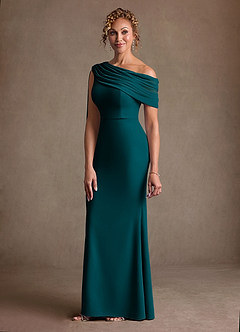 Azazie Bassi Mother of the Bride Dresses Peacock Mermaid Off the Shoulder Mesh Dress image5