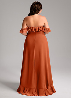 Azazie Lyra Abiti da Damigella Abito Convertibile A-Line in Chiffon Arancia Bruciata image12