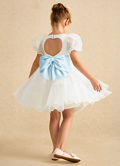 Azazie Debbie vestidos de niña de las flores Vestido de Marfil Azul Cielo de Organza de Princesa con Escote de Corazón image6