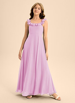 Azazie Callie Junior Candy Pink A-Line Ruched Chiffon Dress image5