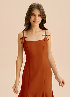 Azazie Evey Junior Abito Sirena in Chiffon Plissettato Paprika image6