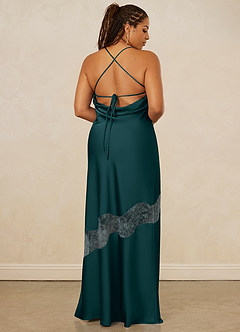 Christian Siriano Bridal for Azazie 1012 Bridesmaid Dresses Pine Sheath Lace Stretch Satin Dress image9