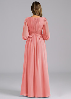 Azazie Palerma Jurken voor bruidsmeisjes Jurk van Chiffon met A-Lijn Lange mouw Koraal image2