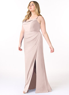 Azazie Marzia Brautjungfernkleider Etui Kutte Gefaltet Stretch-Satin Kleid Zartrosa image9