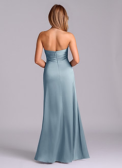 Azazie Sabrine Final Sale Dusty Blue A-Line Sweetheart Neckline Stretch Satin Dress image2