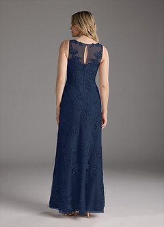 Azazie Whilhelmina Mother of the Bride Dresses Dark Navy Mermaid Lace Chiffon Dress image14