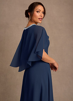 Azazie Winnifred 신부의 어머니 드레스 A라인 구슬 쉬폰 플로어 길이 드레스 image5