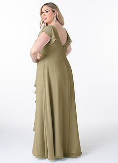 Azazie Omari Bridesmaid Dresses Moss Green A-Line Chiffon Dress image8
