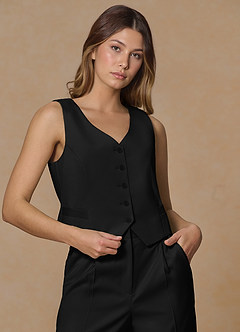 front Rowan Black Refined Weave Performance vest