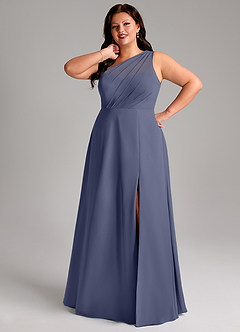 Azazie Phaedra Bridesmaid Dresses Stormy A-Line One Shoulder Chiffon Dress image15