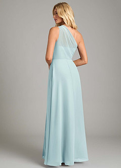Azazie Phaedra Bridesmaid Dresses Sea Glass A-Line One Shoulder Chiffon Dress image2