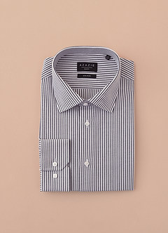 front Aiden Denim Azul Cepillado Camisa de vestir a rayas 100 % algodón que no necesita planchado