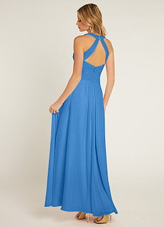 Azazie Claudia Bridesmaid Dresses Blue Jay A-Line Sweetheart Neckline Chiffon Dress image4