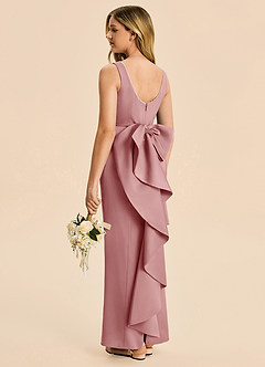 Azazie Emi Junior Dusty Rose Sheath Bow Stretch Satin Dress image4