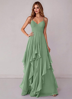 Azazie Zaina Bridesmaid Dresses Matcha A-Line Chiffon Dress image1