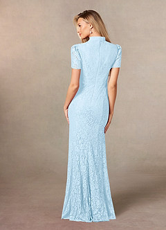 Azazie Carleannia Mère de la mariée Robes Robe Sirène en Mousseline de soie Dentelle Bleu Ciel image4
