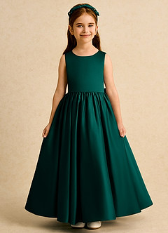 Azazie Nellia Flower Girl Klänningar Klä A-Line i Matt satäng Rosett image2