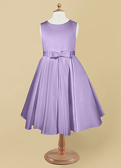 Azazie Coco Flower Girl Dresses Lilac A-Line Bow Matte Satin Dress image5