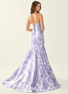 Jacinta Purple Floral Jacquard wrap Mermaid Prom Dress image2