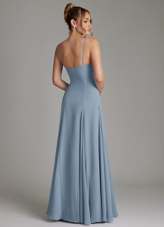 Azazie Imani Bridesmaid Dresses Dusty Blue A-Line Sweetheart Neckline Chiffon Dress image2