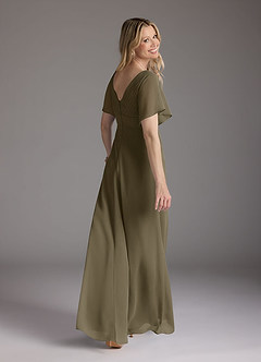 Azazie Alessa Mother of the Bride Dresses Willow Green A-Line V-Neck Pleated Chiffon Dress image5