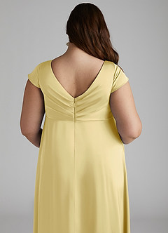 Azazie Allessia Maternity Bridesmaid Dresses A-Line Pleated Stretch Satin Floor-Length Dress image12
