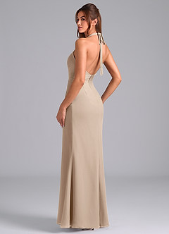 Azazie Valerie Vestidos de damas de honor Vestido de Gris Pardo de Gasa de Corte Sirena con Plisado image5