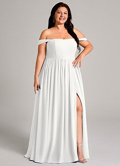 Azazie Calianna Bridesmaid Dresses White A-Line Off the Shoulder Chiffon Convertible Dress image13