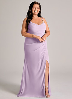 Azazie Deandra Bridesmaid Dresses Frosted Lilac Mermaid Pleated Chiffon Dress image10