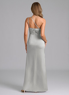 Azazie Eren Bridesmaid Dresses Silver Mermaid One Shoulder Stretch Satin Dress image3