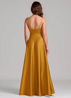 Azazie Amani Suknie dla druhen Linia A Pofałdowany Satyna elastyczna Do ziemi Sukienka image5