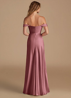 Azazie Jackalin Bridesmaid Dresses Vintage Mauve A-Line Off the Shoulder Metallic Satin Convertible Dress image5